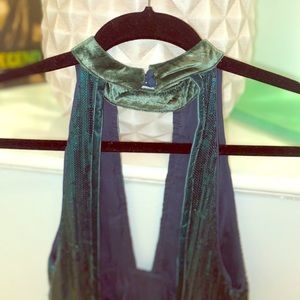 Free people Open back keyhole dress green sequin